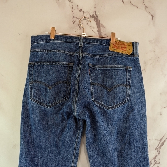 Vintage Levis Jeans Mens 36 X 30 501 XX Y2K Denim Rigid Button Fly Distressed - Picture 6 of 13